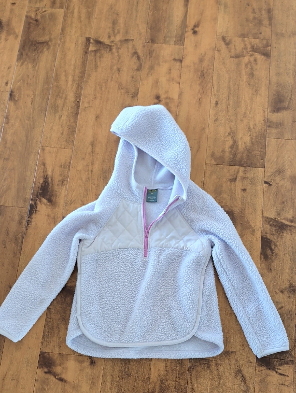 tek gear Lavender Hooded Sherpa Pullover with Pink Half-Zip